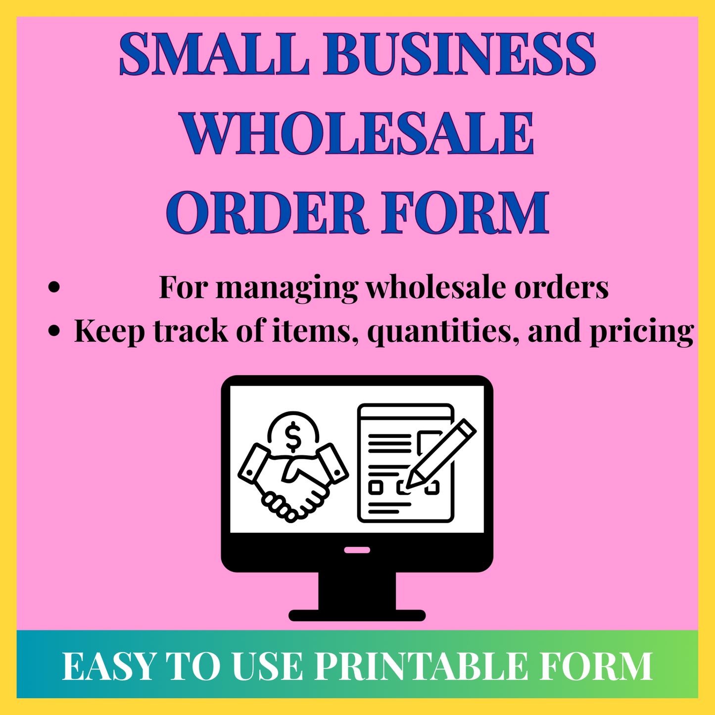 Small Business Wholesale Order Form | Printable Google Docs + Word Template